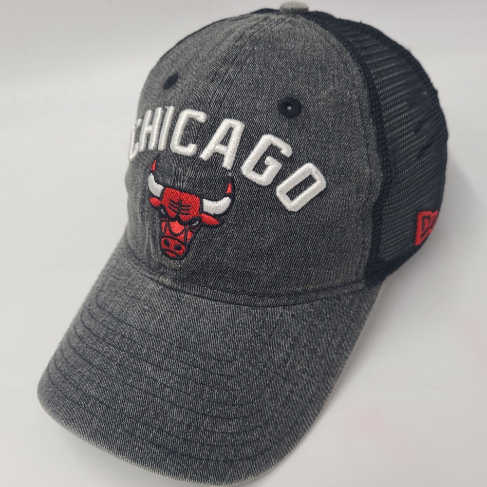 Chicago Bulls Hat Snapback Trucker Mesh New Era 9Twenty Gray Black‎ NBA Logo Men